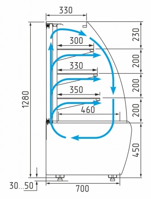 Витрина кондитерская Carboma K70 VM 0,6-2 (открытая) STANDARD FLANDRIA