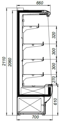 Витрина пристенная Марихолодмаш Флоренция ВХСп-1,0