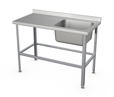 Ванна моечная цельнотянутая со столом Atesy ВСМЦС-С-1П.500.400-1200.600-1-02 (ВСМЦ-1/1200 с левым столом) Стандарт