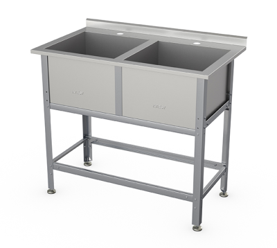 Ванна моечная двухсекционная Atesy типа ВСМ-Б с бортом Бюджет