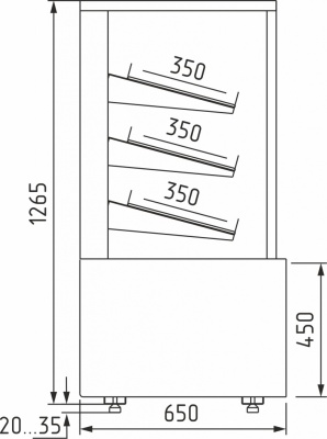 Хлебная витрина Carboma KC70 N 0,9‑2 LIGHT CUBE (без стекла)