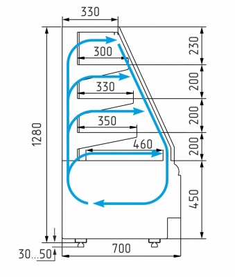 Витрина кондитерская Carboma KC70 VM 1,3-2 (открытая) STANDARD CUBE