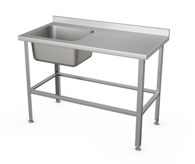 Ванна моечная цельнотянутая со столом Atesy ВСМЦС-С-1Л.500.400-1200.600-1-02 (ВСМЦ-1/1200 с правым столом) Стандарт