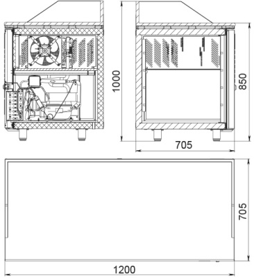 Стол холодильный Polair TM2GNpizza-GC Grande Cubico для пиццы