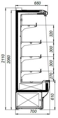 Витрина пристенная Марихолодмаш Флоренция ВХСп-0,8