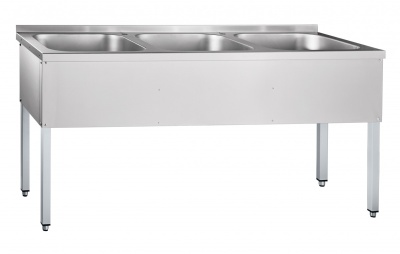 Ванна моечная трехсекционная Abat ВМП-6-3-5РЧ (каркас крашеный)