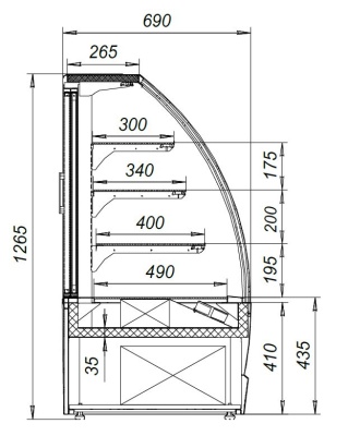 Витрина кондитерская  Марихолодмаш Veneto VS-1,3