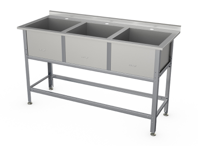 Ванна моечная трехсекционная Atesy типа ВСМ-Б с бортом Бюджет