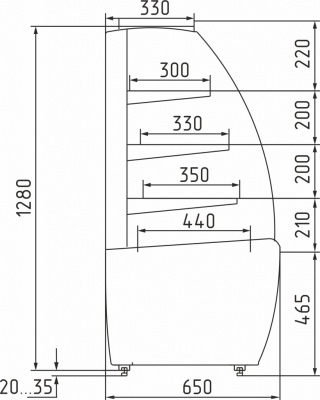 Витрина нейтральная Carboma K70 N 1,3-1 LIGHT FLANDRIA
