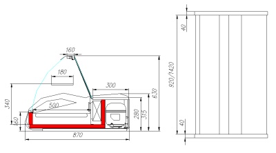 Витрина холодильная Carboma A87 SM 1,5-1 0011-3020, 0012-1036 (ВХС-1,5 Арго)