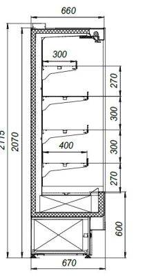 Витрина пристенная Марихолодмаш Флоренция ВХСп-0,8 Cube