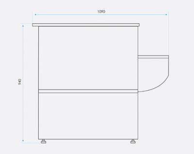 Прилавок кассовый CRYSPI GAMMA KNP 1020 с боковинами