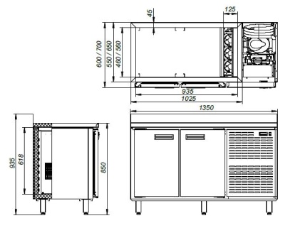 Стол холодильный Марихолодмаш СХН-2-60