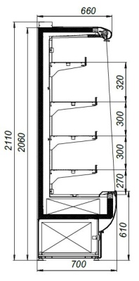 Витрина пристенная Марихолодмаш Флоренция ВХСп-1,2