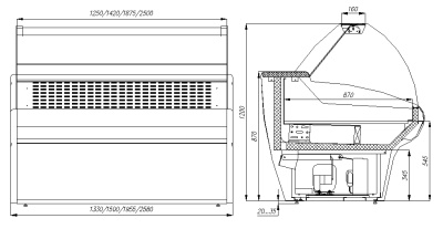 Витрина холодильная Carboma ВХС-2,5 G110 (G110 VM 2,5-1) BAVARIA