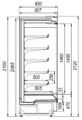 Витрина пристенная Марихолодмаш Купец ВХСп-1,25 (new)